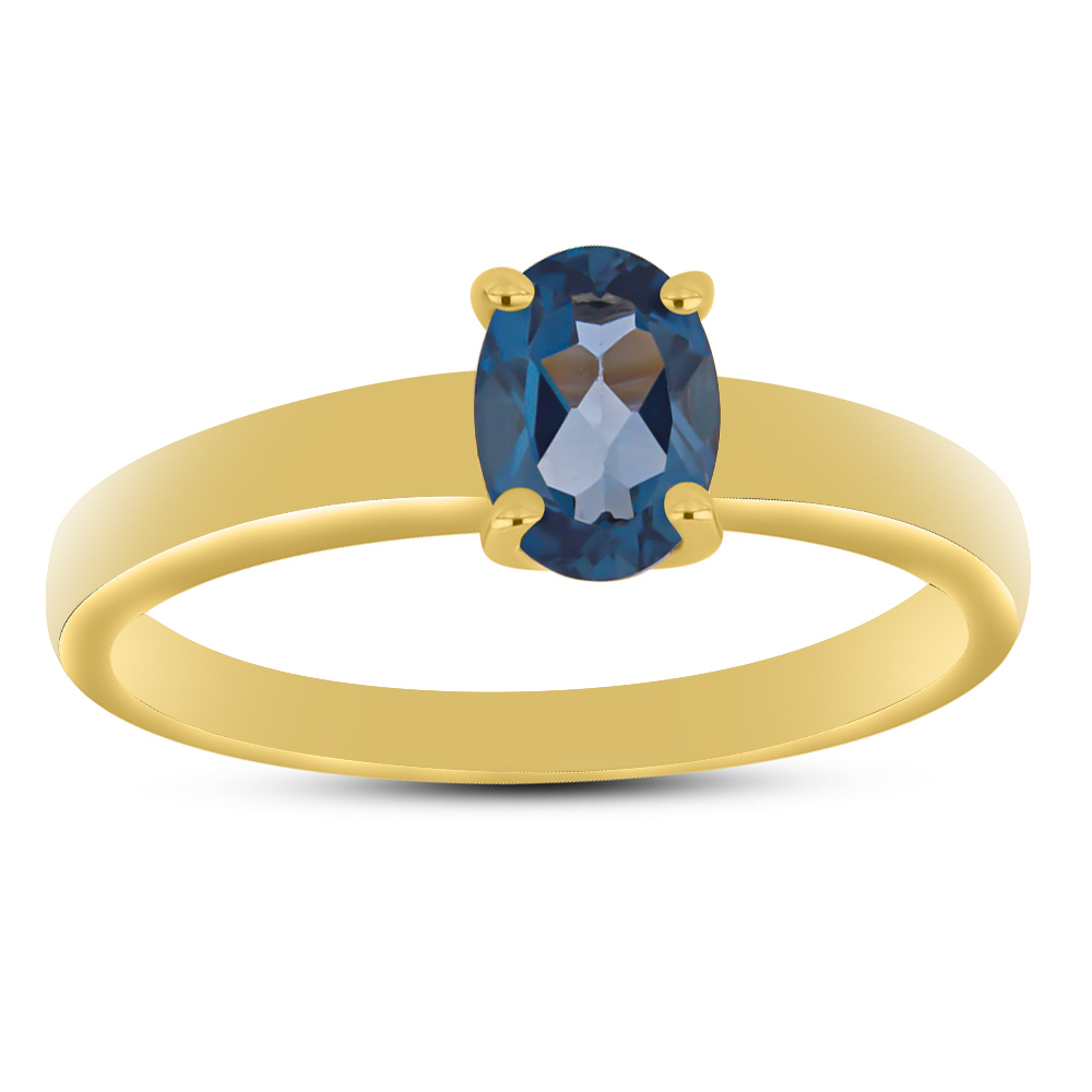 BUY 14K GOLD WITH LONDON BLUE TOPAZ SINGLE STONE RING